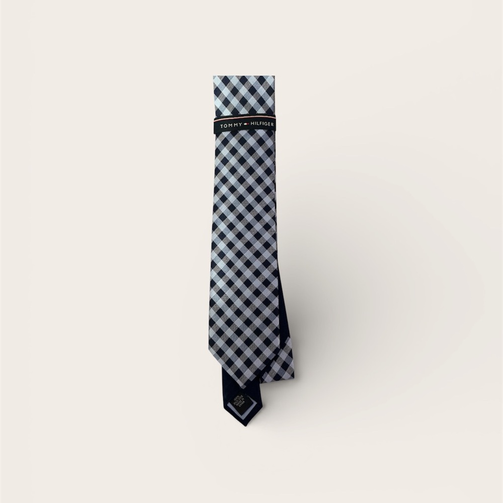 Tommy Hilfiger Navy and Light Blue Plaid Tie